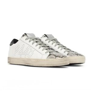 P448 John Python-Print Leather Low Top Sneaker